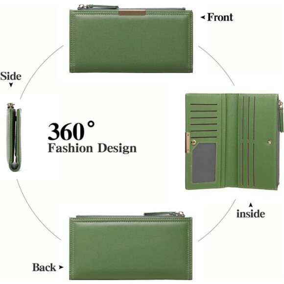 Women  Vegan Leather Large Capacity Green - Picture 7 of 7